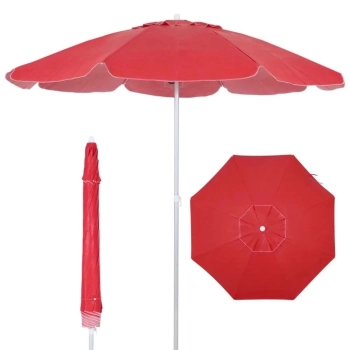 Kit Guarda Sol Vermelho 2 M + Uma Cadeira de Praia / Estruturas em Aluminio