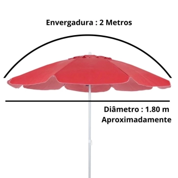 Kit Guarda Sol Vermelho 2 M + Uma Cadeira de Praia / Estruturas em Aluminio
