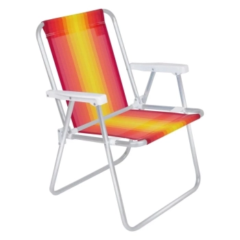 Kit Guarda Sol Vermelho 2 M + Uma Cadeira de Praia / Estruturas em Aluminio