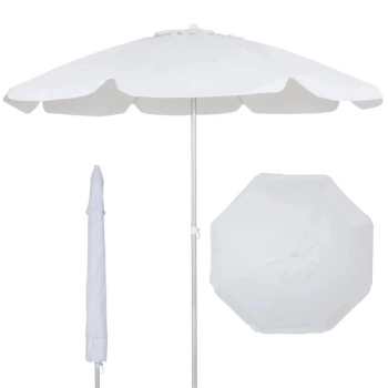 Kit 2 Cadeiras de Praia em Alumnio + Guarda Sol Bagum 2 M Branco Aluminio