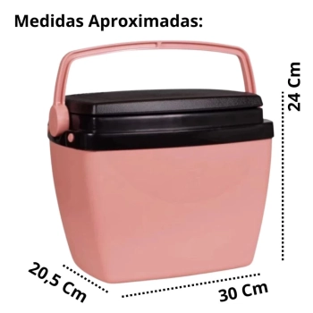 Caixa Termica Rosa Pssego Cooler 6 L + Garrafa Termica Mini Rosa Abc Lanches e Bebidas