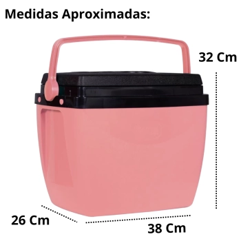 Caixa Trmica 18 Litros Rosa Pssego Cooler com Ala Mor para Camping e Praia
