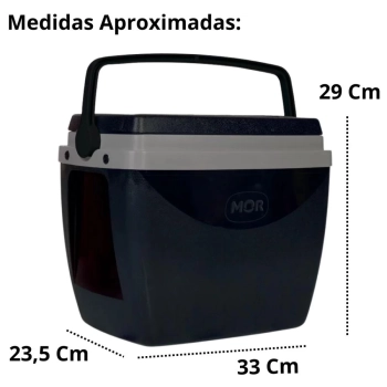 Kit Caixa Termica Preta Cooler 12 L com Ala + Cadeira de Praia Alta Xadrez Oliva