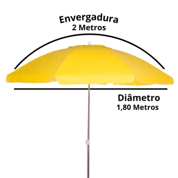 Kit Guarda Sol Articulado 2 Metros Amarelo + Luminaria de 24 Leds Preta Jardim e Area Externa