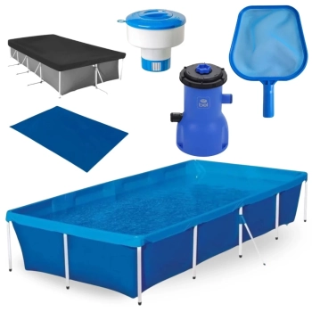 Kit Piscina 3000 Litros Estrutural Mor + Capa e Forro + Filtro 110v Bel + Peneira