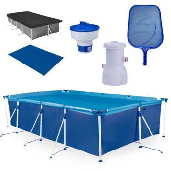 Kit Piscina 5000 L Premium + Capa, Forro + Filtro 110v 2.200 L/H Mor + Peneira + Flutuador