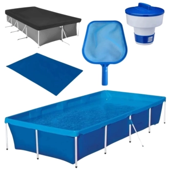 Kit Piscina 3000 Litros Estrutura em Ao Mor + Capa e Forro + Peneira + Clorador Flutuador
