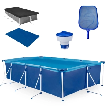 Kit Piscina 5000 Litros Premium + Capa, Forro + Peneira + Clorador Flutuante