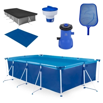Kit Piscina 6200 Lts Premium + Capa, Forro + Filtro 110v 3028 L/H Bel + Peneira + Flutuador