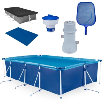 Kit Piscina 5000 Lts Premium + Capa, Forro + Bomba 220v 3600 L/H Mor + Peneira + Flutuador