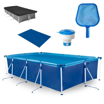 Kit Piscina 5000 Litros Premium em Ao + Peneira + Flutuador + Capa e Forro