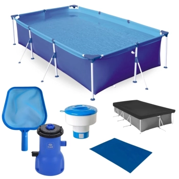 Kit Piscina 2500 Litros + Capa e Forro + Filtro 110v + Clorador e Peneira