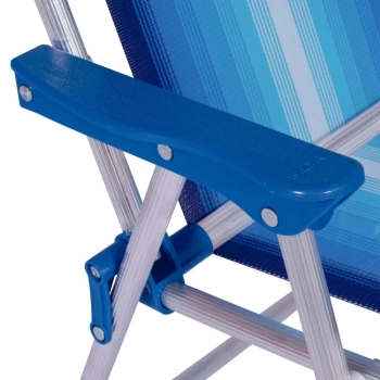 Kit Cadeira de Praia Infantil Azul + Baldinho de Praia com 8 Peas em Cores Sortidas