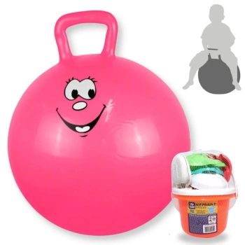 Kit Bola Pula Pula 60 Cm Rosa com Ala + Baldinho de Praia com 8 Peas em Cores Sortidas