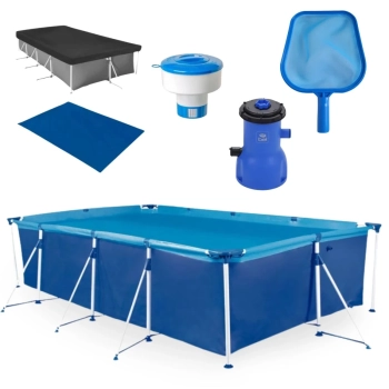 Kit Piscina 5000 Lts Premium + Capa, Forro + Filtro 220v 2006 L/H Bel + Clorador + Peneira
