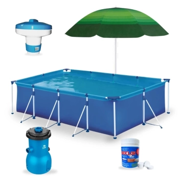 Kit Piscina 5000l+ Bomba 110v + Guarda Sol 1,50 M + Mini Clorador + 50 Pastilhas Dicloro Bioclor