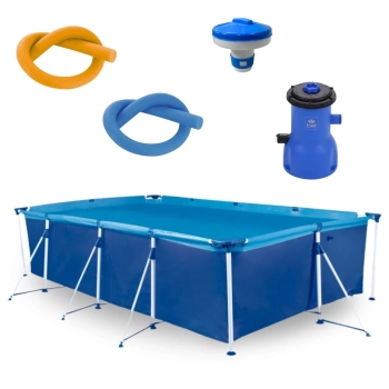 Kit Piscina 5000 Litros Premium + Filtro 2006 L/H 220v Bel + Mini Clorador + 2 Boias Espaguete
