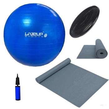 Kit Bola Sua 65cm + Colchonete Eva Cinza + Disco de Equilbrio com Mini Bomba para Exerccios