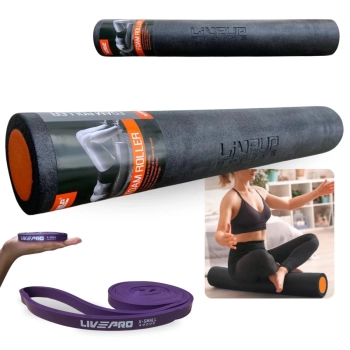 Kit Faixa Elstica Super Band Super Leve + Rolo para Exerccios Alongamento e Equilbrio 90cm