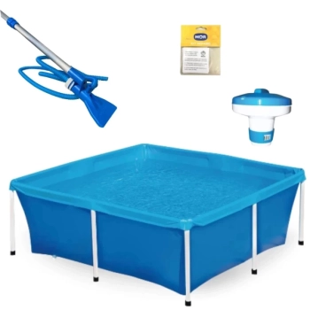 Kit Piscina de Armao 2000 Litros Mor + Aspirador Venturi Mangueira e Haste+ Mini Clorador
