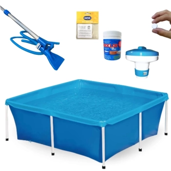 Kit Piscina de Armao 2000l + Aspirador Venturi Mangueira e Haste+ Mini Clorador + Pastilha Cloro