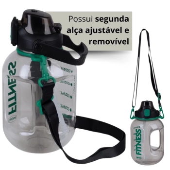 Kit Garrafa Fitness 1,8 Lts com Alas Suporta Celular + Caixa Trmica 18 Litros Preta