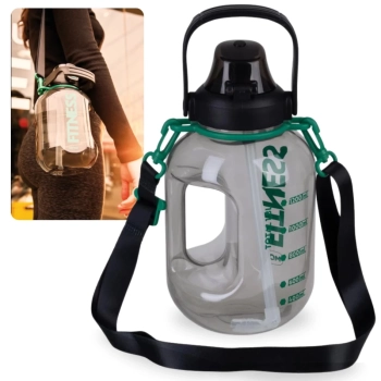 Kit Garrafa Fitness 1,8 Lts com Alas Suporta Celular + Caixa Trmica 18 Litros Preta