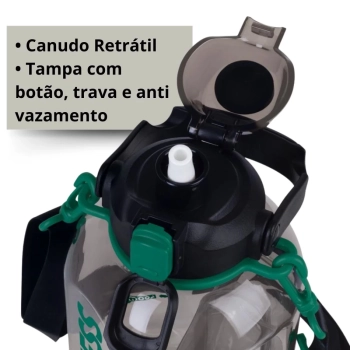 Kit Garrafa Fitness 1,8 Lts com Alas Suporta Celular + Caixa Trmica 18 Litros Preta