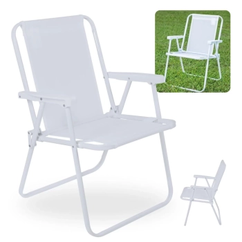 Kit 2 Cadeiras de Praia Modelo Branco e Retr para Casa, Jardim e Parque