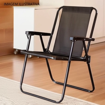 Kit Cadeira de Praia Dobrvel Preta + Caixa Trmica 26 Litros Cinza e Preto para Casa, Jardim e Parque