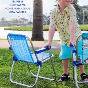 Cadeira de Praia Infantil Bel Dobravel em Aluminio Azul