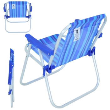 Cadeira de Praia Infantil Bel Dobravel em Aluminio Azul