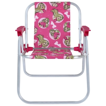 Cadeira de Praia Infantil Barbie Rosa Dobravel em Aluminio Bel