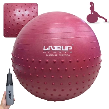 Kit Bola Suia 65cm de Pilates Textura Cravo Massage Ball + Mini Bomba + Arco Anel 38cm Cinza