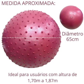 Kit Bola Suia 65cm de Pilates Textura Cravo Massage Ball + Mini Bomba + Arco Anel 38cm Cinza