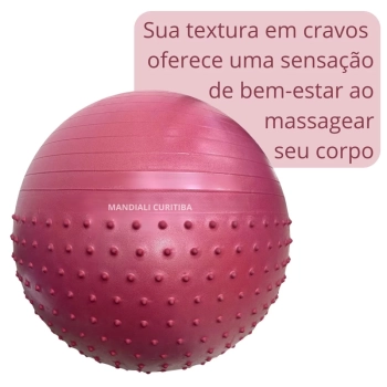 Kit Bola Suia 65cm de Pilates Textura Cravo Massage Ball + Mini Bomba + Arco Anel 38cm Cinza