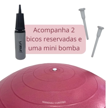 Kit Bola Suia 65cm de Pilates Textura Cravo Massage Ball + Mini Bomba + Arco Anel 38cm Cinza