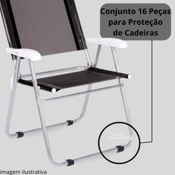 Kit 16 Protetores para Cadeira de Praia Redondo Preto / Protetor de P para 4 Cadeiras Mor Evita Riscos