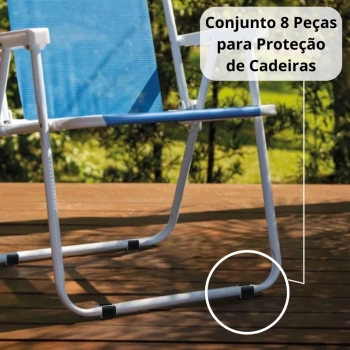 Kit 8 Protetores para Cadeira de Praia Quadrado Preto / Protetor de P para 2 Cadeiras Mor Evita Riscos