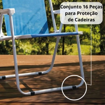 Kit 16 Protetores para Cadeira de Praia Quadrado Preto / Protetor de Pé para 4 Cadeiras Mor Evita Riscos