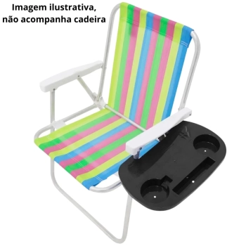 Mesa Porttil Lateral para Cadeira de Praia com Porta Copos Preta Bel