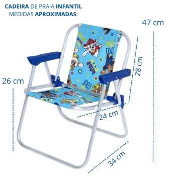 Cadeira de Praia Infantil Patrulha Canina Azul Aluminio Bel