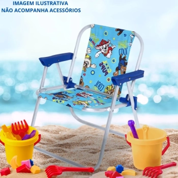 Cadeira de Praia Infantil Patrulha Canina Azul Aluminio Bel