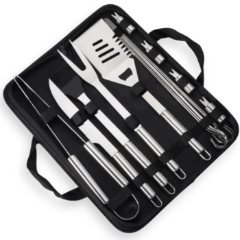 Kit para Churrasco Porttil em Inox 16 Peas Premium Completo com Estojo Bel Utensilios Cozinha