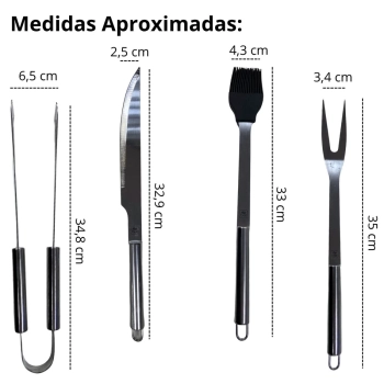 Kit para Churrasco Porttil em Inox 16 Peas Premium Completo com Estojo Bel Utensilios Cozinha