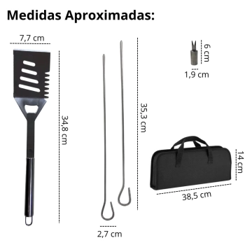 Kit para Churrasco Porttil em Inox 16 Peas Premium Completo com Estojo Bel Utensilios Cozinha