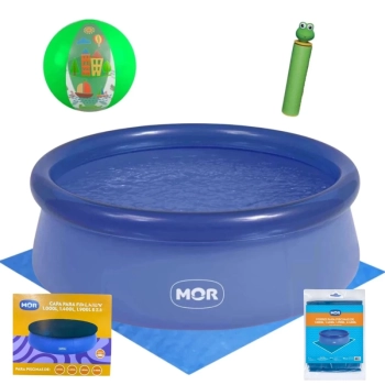 Kit Piscina Infantil 1000 Lts Redonda Inflavel + Capa e Forro + Bola 40cm + Lan�a �gua
