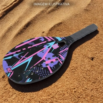 Kit 2 Raquetes para Beach Tennis de Praia em Madeira Lilas e Preta + Bolinha Bel Bt100
