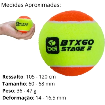Kit 2 Bolas de Beach Tennis Btx 60 Stage 2 Bolinhas Tenis de Praia Esporte Treino de Areia Bel