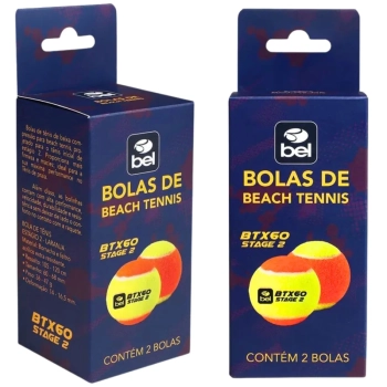 Kit 2 Bolas de Beach Tennis Btx 60 Stage 2 Bolinhas Tenis de Praia Esporte Treino de Areia Bel